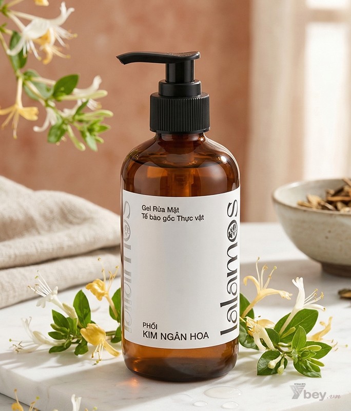 Gel rửa mặt phôi Kim Ngân Hoa Lalamos chính hãng - Làm sạch sâu, loại bỏ bụi bẩn, dầu thừa, ngừa mụn