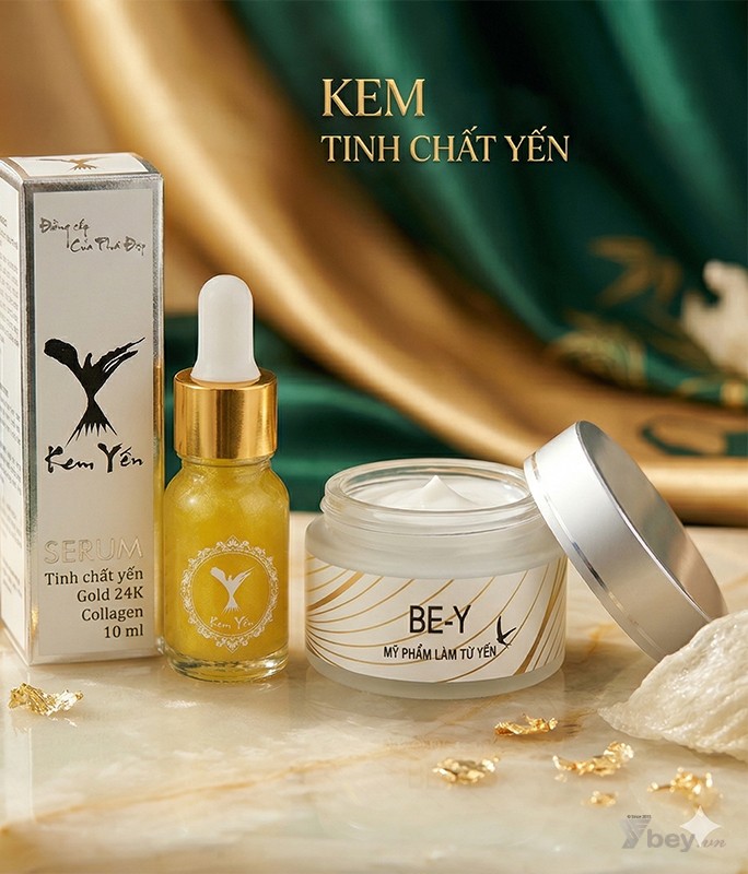 Kem face và Serum tinh chất tổ yến collagen trị nám - tàn nhang, dưỡng trắng và căn mịn da